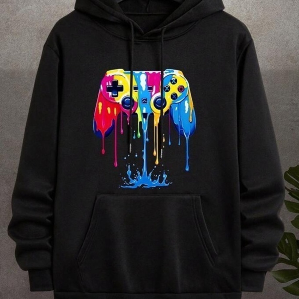 Colorful Dripping Game Controller Hoodie